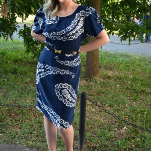 Rochie casual din material subtire de culoare bleumarin - Img 6