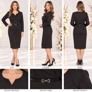Rochie casual in masuri mari, de culoare maro, cu curea in talie - Img 2