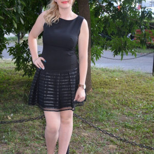Rochie casual, neagra, cu insertie , de piele ecologica - Img 2
