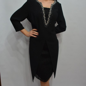 Rochie chic de ocazie cu insertii de dantela si strasuri aplicate - Img 3