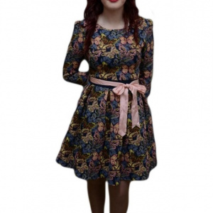 Rochie chic, nuanta de multicolor, design cu fluturi moderni - Img 1