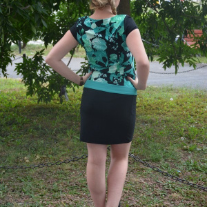 Rochie clasica scurta de primavara-vara cu flori verzi - Img 4