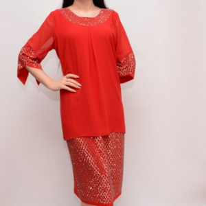 Rochie cu aspect de costum, cu decolteu mic si maneca trei-sfert - Img 3