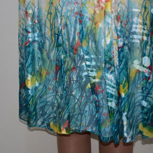 Rochie cu design abstract, nuanta de turcoaz, bretele late - Img 4