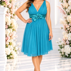 Rochie de gala, nuanta de turcoaz, model interesant
