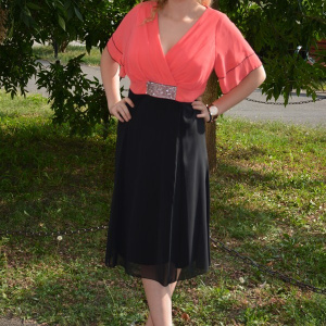 Rochie de nunta, frumoasa, eleganta, seria mare, negru cu corai - Img 3
