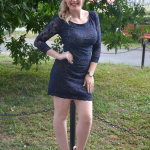 Rochie de ocazie, din dantela, bleumarin RO-707-EB - Img 3