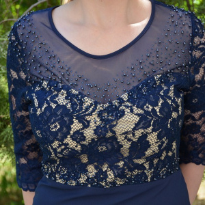 Rochie de ocazie, masura mare, bleumarin, cu maneca scurta - Img 4