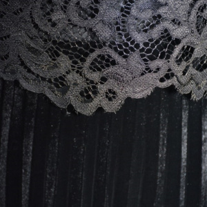 Rochie de ocazie Relisa cu guler incretit si insertii de dantela,negru - Img 7