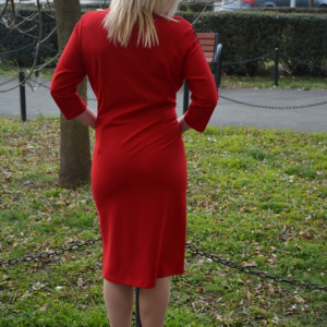 Rochie de ocazie, rosie, cu insertii de margele si strasuri aplicate - Img 4