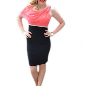 Rochie de ocazie scurta, cambrata, bicolora