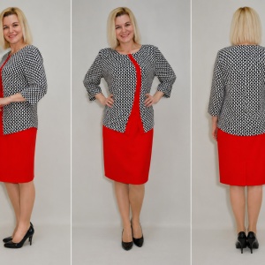Rochie de ocazie tip costum cu insertii de strasuri, masuri mari - Img 3
