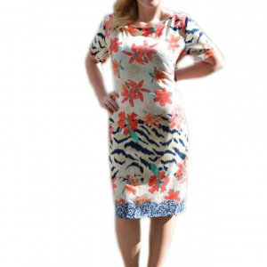 Rochie de primavara-vara, material usor, de culoare corai, albastru - Img 1