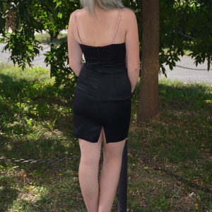 Rochie de seara scurta, neagra cu roz pudra, broderie in talie - Img 7