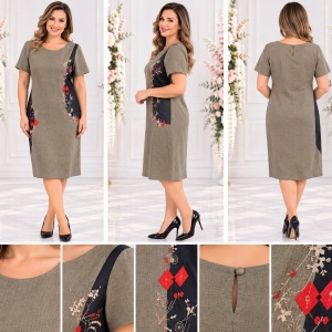 Rochie de vara cu imprimeu, culoare kaki - Img 2