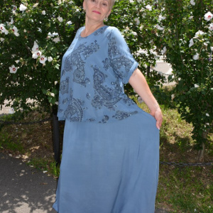 Rochie de vara culoare de bleumarin cu imprimeu gri - Img 4