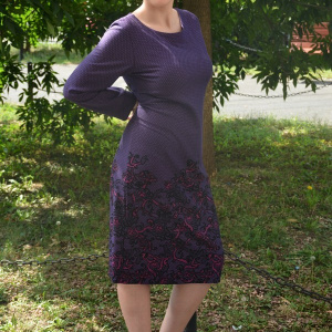 Rochie de zi, de culoare mov, croi moderrn - Img 3