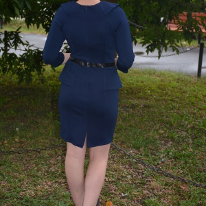 Rochie deosebita, cambrata, de culoare bleumarin - Img 4