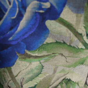 Rochie deosebita cu imprimeu floral bleumarin pe fond verde - Img 6