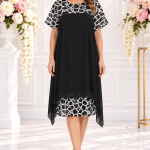 Rochie deosebita de ocazie, neagra, model bej cu aspect floral