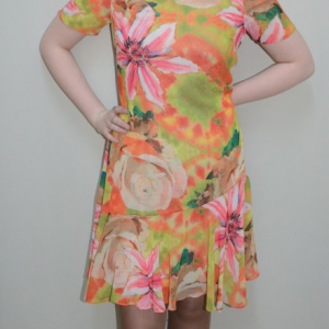 Rochie deosebita, nuanta de multicolor, usor evazata jos - Img 2