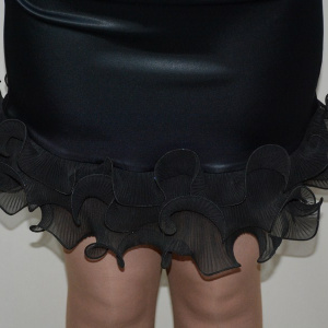Rochie deosebita, nuanta de negru, insertii de verde - Img 4