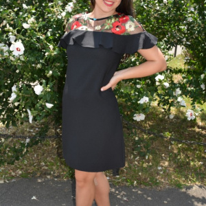 Rochie eleganta Alizee ,brodata cu flori,nuanta de negru - Img 6