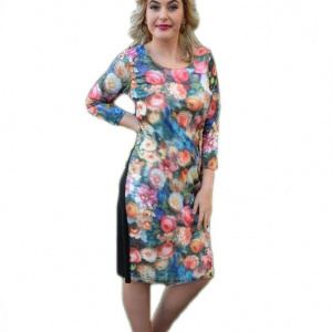 Rochie eleganta , cu trandafiri multicolori din material 3D - Img 1