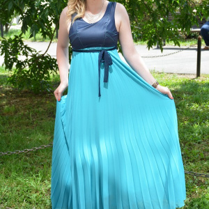 Rochie eleganta, de culoare albastru-bleumarin - Img 3
