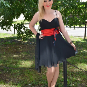 Rochie eleganta ,de culoare negra, cu banda in talie - Img 2