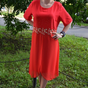 Rochie eleganta de nuanta rosie cu strasuri aplicate in fata - Img 5