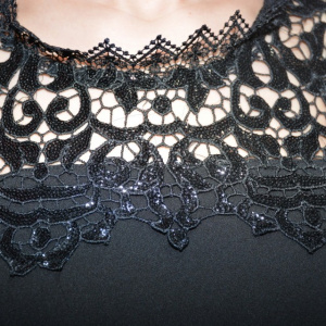 Rochie eleganta de ocazie din macrame cu insertii de paiete,nuanta neagra - Img 7