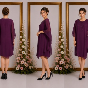Rochie eleganta Emersyn cu aplicatii rafinate,nuanta de mov - Img 3
