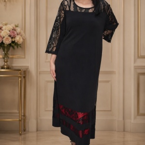 Rochie eleganta Kala cu insertii de dantela,neagra