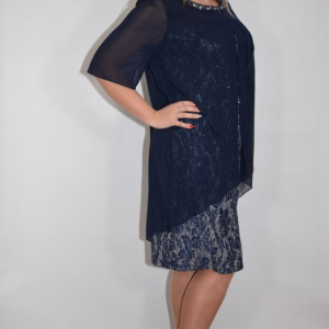 Rochie eleganta Kayla cu aplicatii de margele,nuanat de blemarin - Img 3
