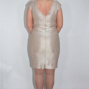Rochie eleganta Medelyn,aplicatii de dantela,nuanta de auriu - Img 6