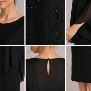 Rochie eleganta Olivia din voal si insertii de strasuri,negru - Img 3