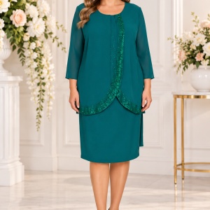Rochie eleganta Suzane cu sclipici,nuanta de verde