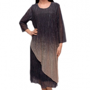 Rochie feminina cu aspect lucios, nuanta de bleumarin in degrade
