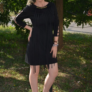 Rochie feminina, de culoare neagra, cu franjuri - Img 5