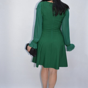 Rochie Ferva cu maneca din voal plisata ,verde - Img 5