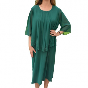 Rochie Hedda verde cu aplicatii de strasuri - Img 1