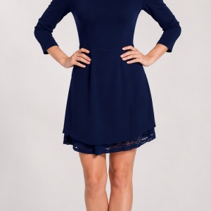Rochie la moda, nuanta de bleumarin, croiala evazata