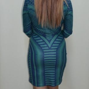 Rochie la moda si mulata, nuanta de turcoaz, design interesant - Img 4