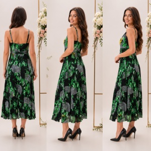 Rochie lejera cu bretele fixe, cu design deosebit multicolor - Img 2