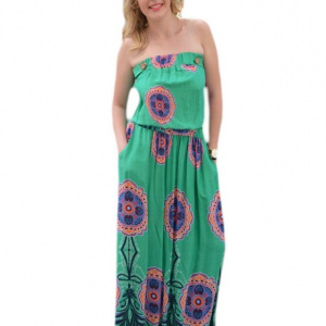 Rochie lunga de vara, culoare rosu-bleumarin - Img 1