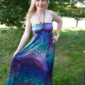 Rochie maxi, care se leaga dupa gat cu un snur - Img 3
