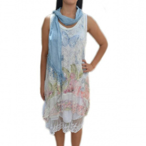 Rochie moderna cu dantela, alba, model casual cu lungime medie - Img 1