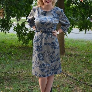 Rochie moderna, de culoare bleumarin, cu o curea - Img 3