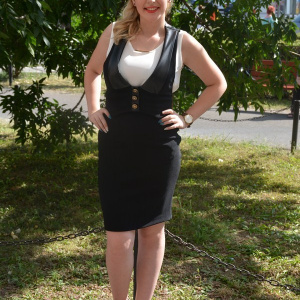 Rochie moderna de culoare negra, cu insertie de piele - Img 2